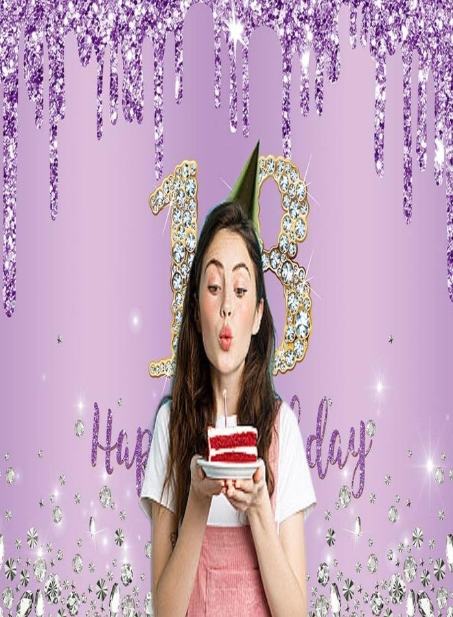 INRUI Purple Happy 18th Birthday Photography Background Girls Sweet Eighteen Years Old Birthday Party Decorations Backdrop 7x5FT - Image 3
